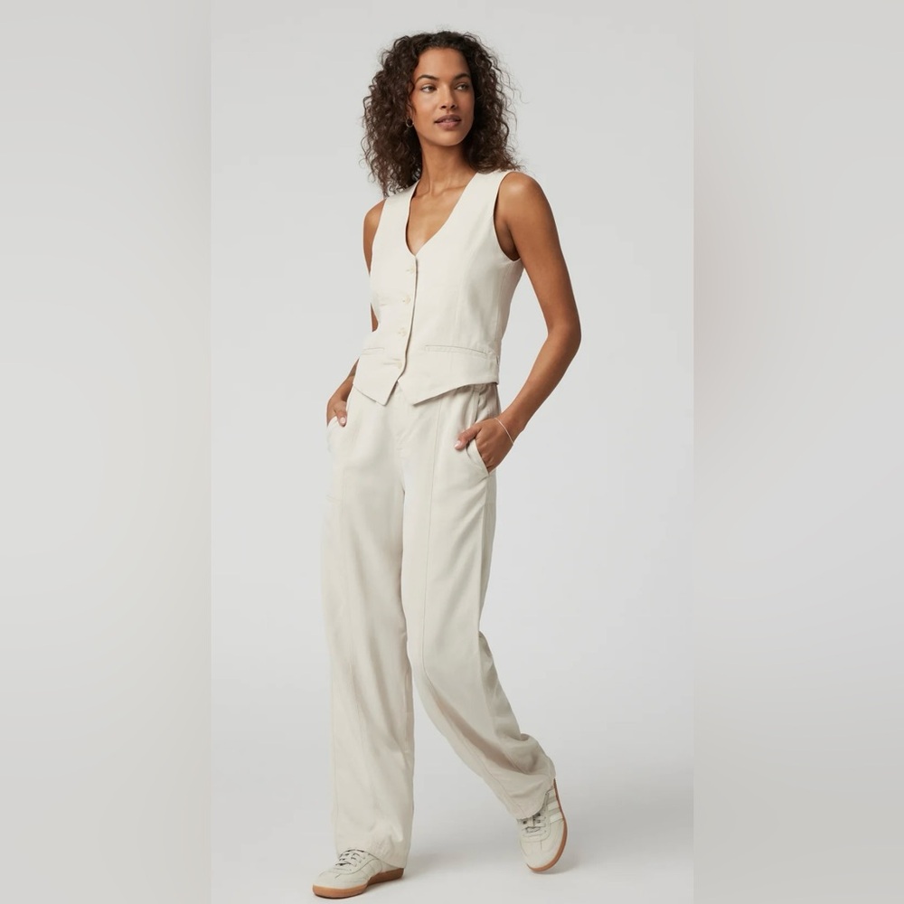 Vuori Cream Wide-Leg Trousers